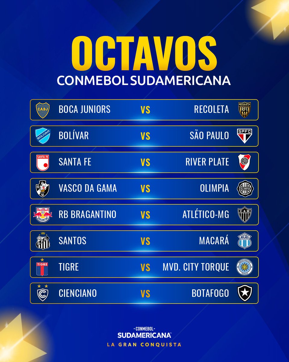 Sudamericana's tweet photo. 🏆⭐ ¡Los ocho cruces! Lo que viene en la CONMEBOL #Sudamericana

#LaGranConquista https://t.co/ByaFdaeBBz