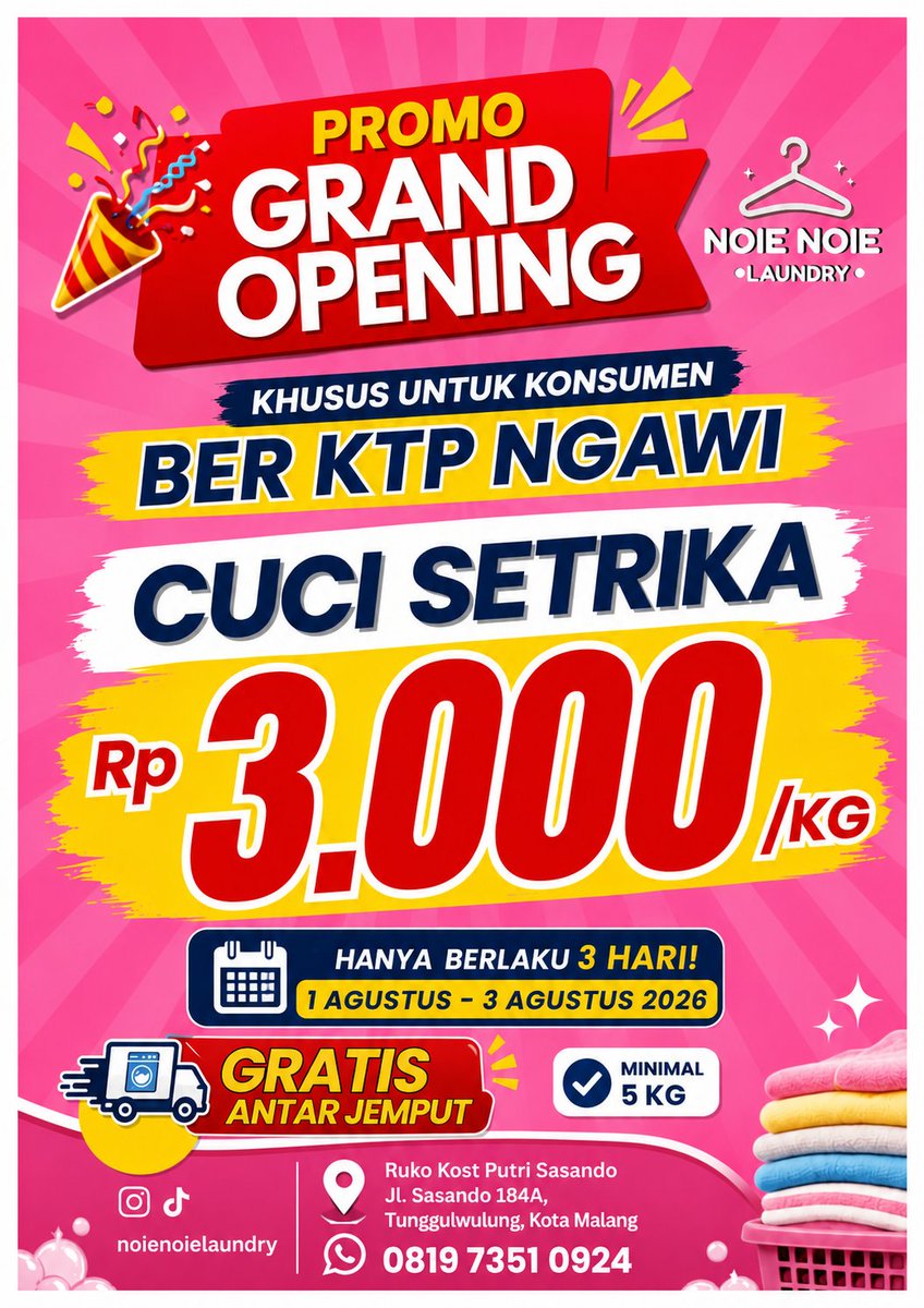 kemalomen's tweet photo. Wanjayyy ada promo laundry khusus mahasiswa dari ngawi dan masyarakat ngawi yang tinggal di kota malang 😂😁 #malang https://t.co/jbNi3O1Mtx