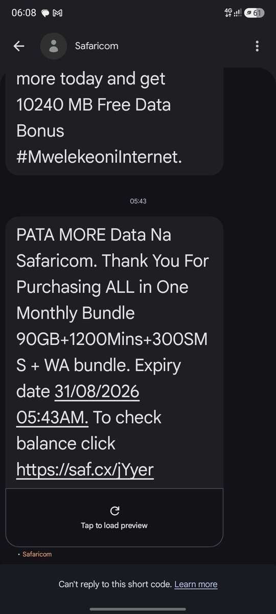 DavidMuia254's tweet photo. @Safaricom_Care  @SafaricomPLC  is this possible ? In a span of 12 minutes 90bg and 1200 minutes have been depleted? I bought the All in one bundles at 5.43AM amd by 5.55AM I receive texts about the balances being below 2MB and 2 Minutes. https://t.co/g5H5b4W8qu