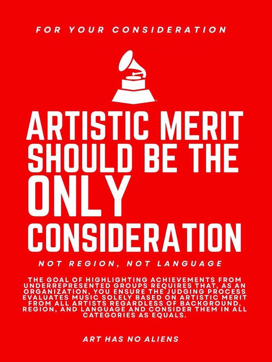 __taehyia29's tweet photo. For your consideration, @RecordingAcad
The beauty of art is that it has no limits. And if an art resonates globally, it should be recognized as such without being confined to a little box.
ART HAS NO ALIENS
#ArtHas NoAliens https://t.co/5vv9xIl53h