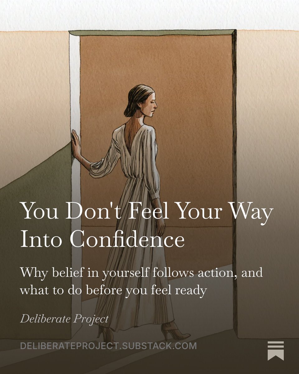 readBSJ's tweet photo. We treat it like a trait. Something people either have or do not. But the research says otherwise. Belief in yourself is not a feeling you wait for. It is evidence you collect, one uncomfortable step at a time.

In this week's Deliberate Project piece, we break down what actually builds lasting self belief (hint: it is not power poses or affirmations), including a simple framework you can start using today.

Read "You Don't Feel Your Way Into Confidence" now. Link in bio.
https://t.co/PioGHVttrW

#DeliberateProject #Confidence #SelfBelief #PersonalGrowth #HabitBuilding
