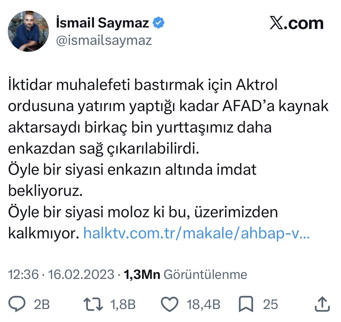 slmhktn's tweet photo. 🔴İsmail Saymaz'ın deprem dönemi paylaşımları https://t.co/8YiL0OrNSz