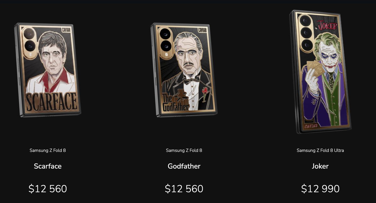 stufflistings's tweet photo. Caviar x Galaxy Z Fold 8 series Cinema Legends.

Just 19 units per design have been made... https://t.co/6OD8HJkyyZ