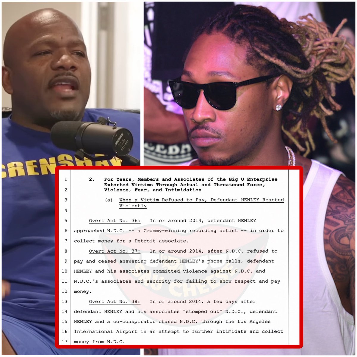 SaycheeseDGTL's tweet photo. Feds confirm 60s crip leader Big U &amp; his crew chased and beat Future aka (N.D.C) at Los Angeles airport in 2014 for not paying him https://t.co/BjinqO9swu