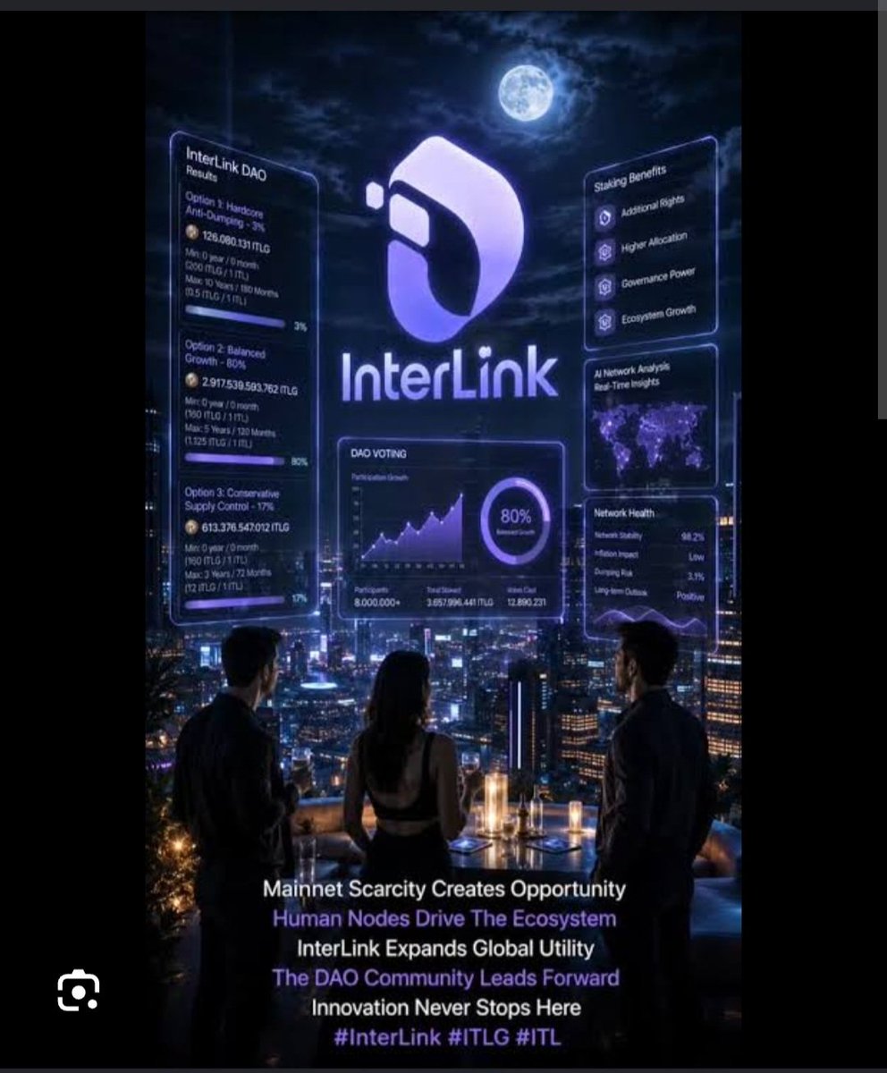 AshokNayak59091's tweet photo. ✨ Mainnet scarcity creates opportunity.
🧠 Human Nodes power innovation.
🗳️ DAO governance shapes the future.
🚀 The InterLink ecosystem keeps growing.
#InterLink #ITLG #ITL
#InterLinkAmbassador
@kv_interlink
@reina_itl
@inter_link https://t.co/CysHtZ4JUH