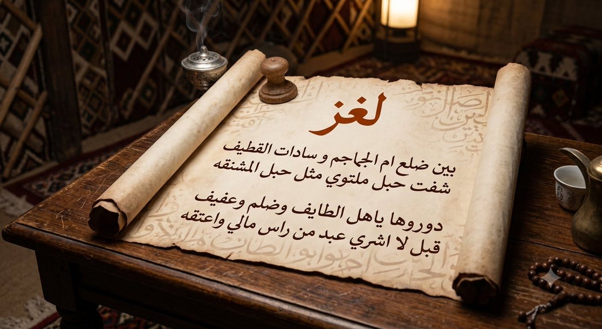 k22hrj's tweet photo. نبي الي يحل اللغز :)

بين ضلع ام الجماجم و سادات القطيف
شفت حبل ملتوي مثل حبل المشنقه

دوروها ياهل الطايف وضلم وعفيف
قبل لا اشري عبد من راس مالي واعتقه https://t.co/Hgfj5G0hFX