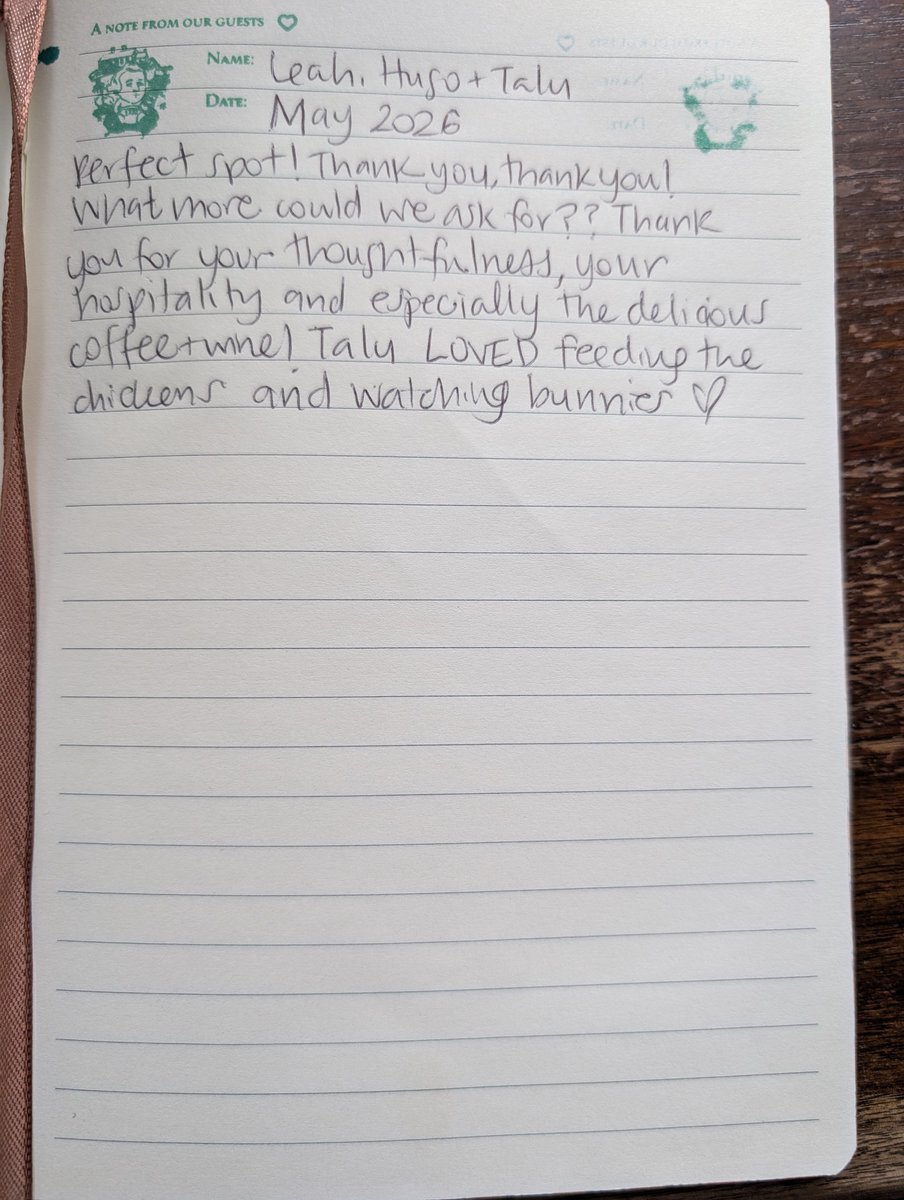 usa1731's tweet photo. A beautiful May morning at the Farmhouse! 🌞 Leah and her family recently stayed with us and called it the “perfect spot.” 🏡
Thank you, Leah, Hugo, and Talu, for your kind words! USA1731 #GuestBook #FarmhouseVibes #VisitPVD https://t.co/n07vZ2VFf6