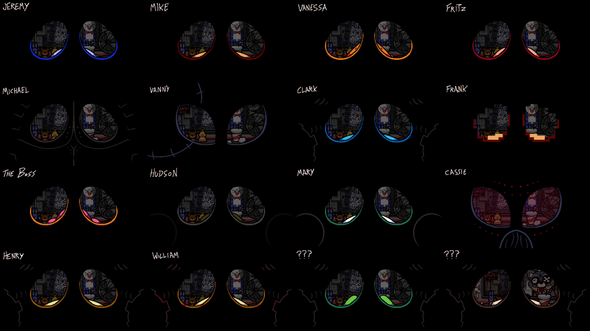 bobberbobman's tweet photo. Happy Frickbear Friday! Bit of a smaller-scale post today: All the guards now have their own mask sprites! (The cool glasses also change color to match the guard you're playing as.) https://t.co/jispasCQiM