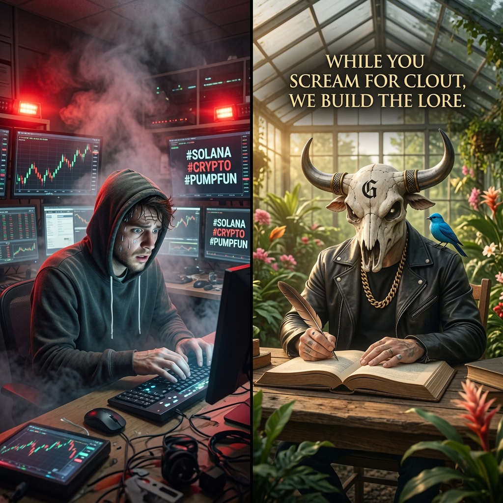 Kr1ps_AAC's tweet photo. You're farming #solana #crypto #memecoin like your life depends on it. We're writing botanical journals in the sun.
One panel is panic.
The other is peace.
The lore doesn't care about your clout tags.
#LUFLFH ๐โช๏ธโจ https://t.co/idoTZTGEr8
