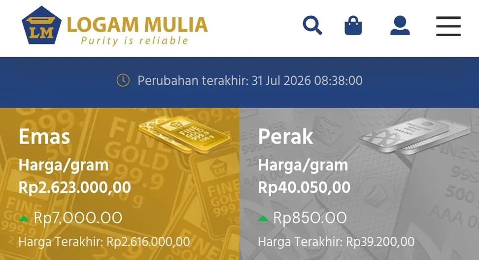 randomrecehh's tweet photo. Harga emas Antam dan Emasku hari 31 Juli 2026. Ada kenaikan harga mengikuti harga emas dunia https://t.co/JB1MOIh641