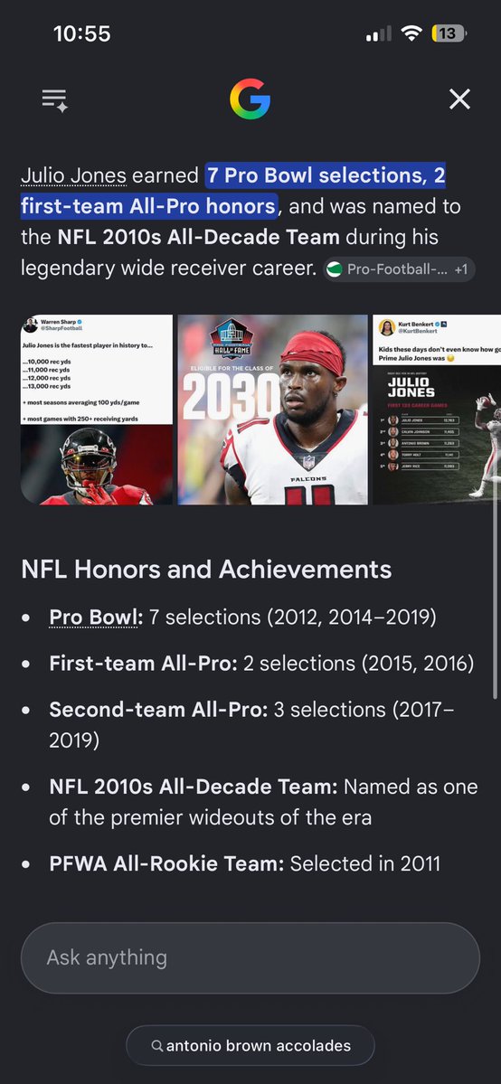 Jthaking42's tweet photo. Antonio Brown never had a season where he was less productive than Julio Jones and he made more all pros🤷🏾‍♂️ https://t.co/Si2Rkb0q0d
