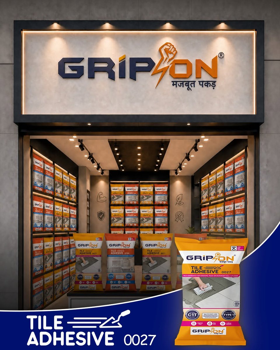 GriponBharat's tweet photo. GripON Tile Adhesive 0027
#tileadhesive #construction #constructionlife #majbootpakad #tiles https://t.co/evT358EWxx
