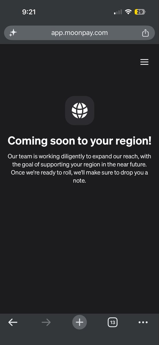 hyperBola121's tweet photo. @moonpay Is moonpay not available in india??? https://t.co/c1NfX9w2dr