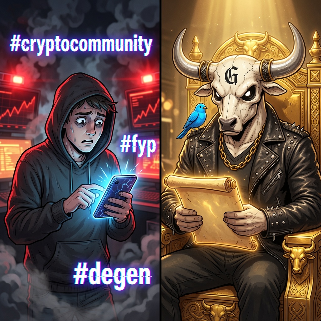Kr1ps_AAC's tweet photo. Panicking for #cryptocommunity clout. Chasing #fyp like your life depends on it. Begging the algorithm to feed you.
The degen cycle is loud. The lore is silent. And the silence outlasts every trend.
#LUFLFH ๐โช๏ธโจ https://t.co/SrVeUVrC4m