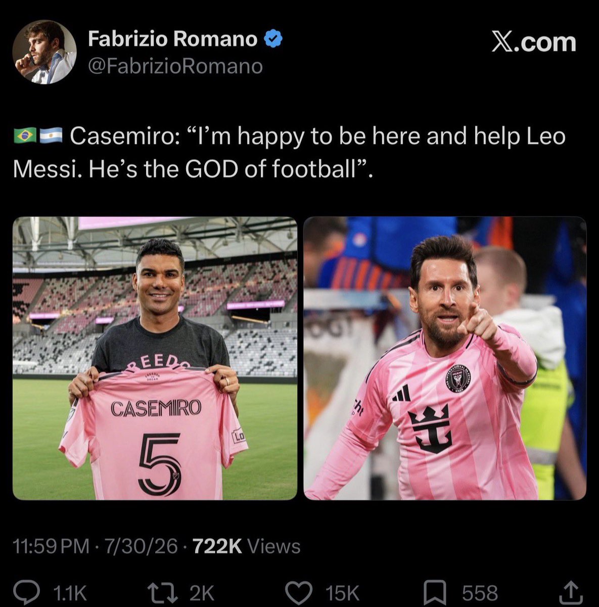 john322226's tweet photo. Fabrizio Romano and fake news when it comes to Messi na 5&amp;6

Werey don delete the casemiro false tweet. https://t.co/35zhqhThRA