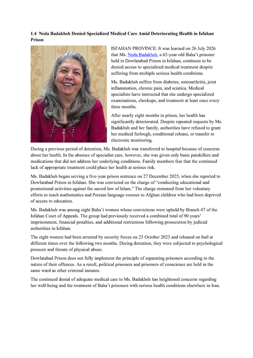 PersecutionIran's tweet photo. Iran News #Bulletin #26-2026 re the persecution and human rights abuses of the Bahá'ís in #Iran is available here: https://t.co/hIUgOoWjvd
#Bahai #Bahais_of_Iran #HumanRights
#Shiraz #Tehran #Isfahan #Mashhad https://t.co/Rf60rAeOwx