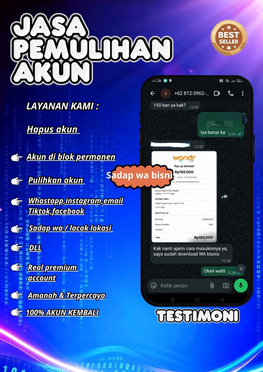 cucurel1a's tweet photo. Jasa Hack Akun &amp; Pemulihan Akun dan lacak lokasi nya ..~

⟡Jasa balikin akun/ u suspend &amp; suspend akun, Instagram dan Facebook, Tiktok, Linkedlin, Gmail, Line, all sosmed 

⟡Hapus akun Facebook, Instagram, Line, Twitter, YouTube, &amp; lain nya

•WA di bio profil mimin..~’🌤️ https://t.co/NEDFwWpRY8