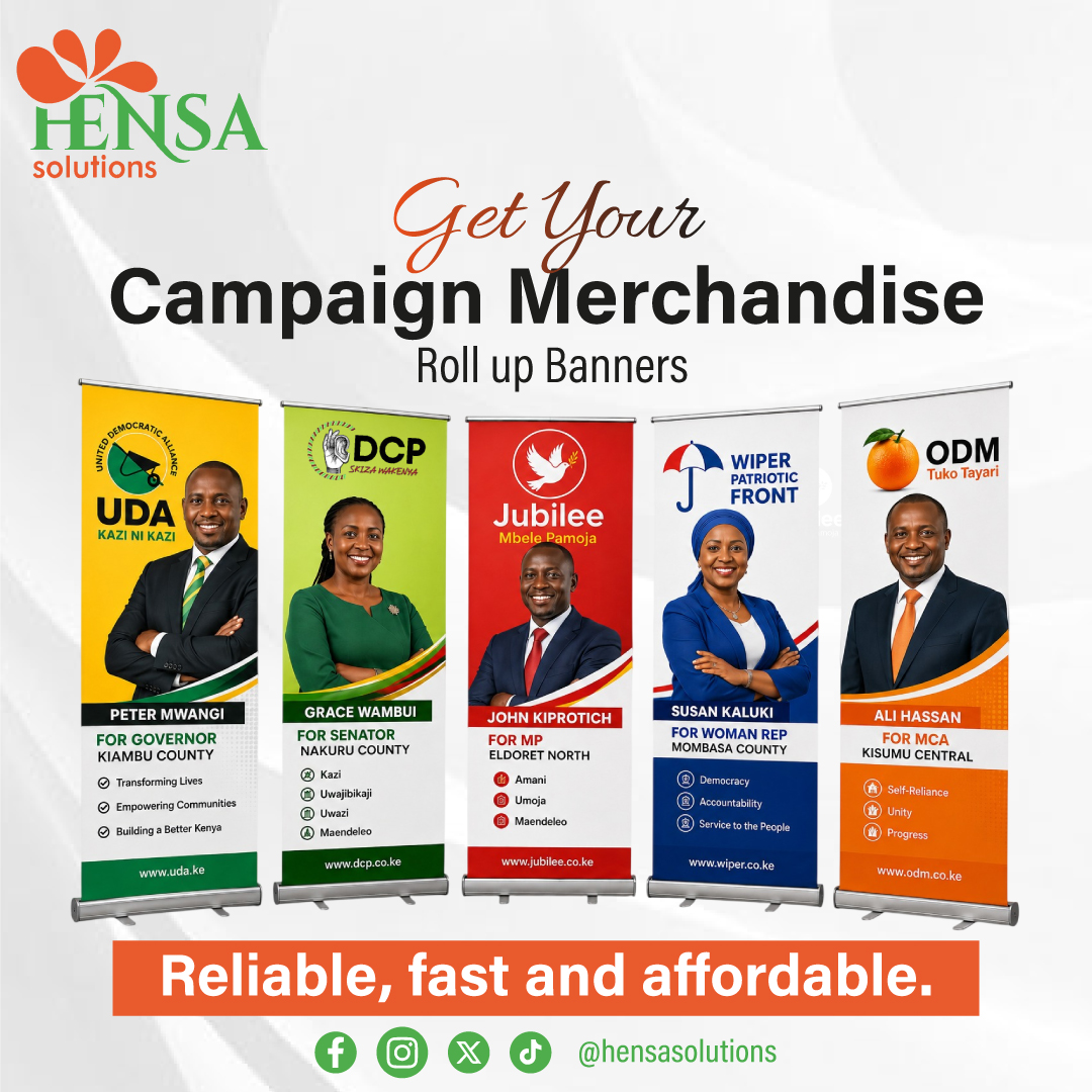 hensasolutions's tweet photo. Outdoor & Indoor Campaign Branding Solutions
We delivers professional campaign branding designed to get your message seen. From👇👇👇👇
•  Backdrop Banners •  Eyelet Banners •  Fabric Flags •  Paper Flags •  Placards
•  Pop-Up Banners •  Roll-Up Banners •  Tabletop Flags •  Teardrop Banners •  Vehicle Branding •  X-Stand Banners and more
Reliable. Fast. Affordable.
📍 Nairobi, Kenya | 📲 @hensasolutions l https://t.co/TPicCdC2Mo
#HensaSolutions #CampaignMerchandise #CampaignBranding #PoliticalBranding #Banners #Flags #VehicleBranding #PrintingKenya #NairobiPrinting #2027Campaign