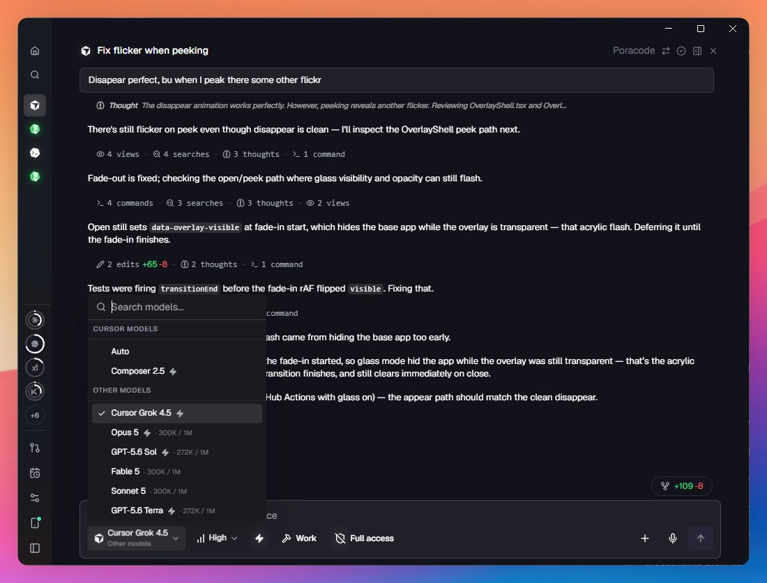 poracode's tweet photo. @cursor_ai SDK now in Poracode Nightly.

Now you can use Cursor CLI - ACP - SDK all in 1 app 🚀

Use your existing cursor subscription with API Key and get most of Cursor SDK! https://t.co/cmNVk6hkCR
