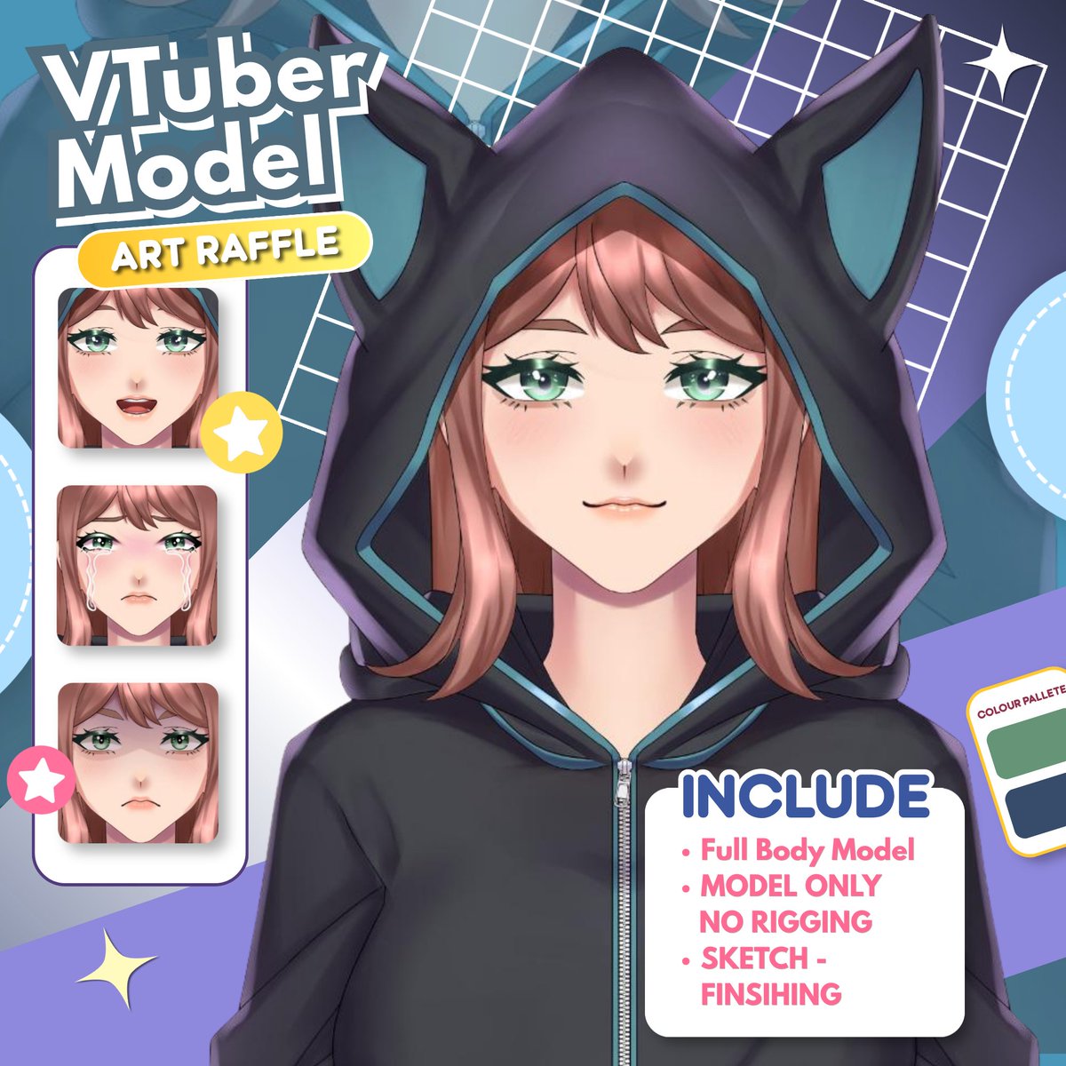 HatsuneLucyd_vt's tweet photo. LIVE2D MODEL ART RAFFLE

1 FREE Full Body Live2D Model (ReadytoRig, no rigging included).

Open to everyone, even if you don't have a VTuber model yet.

How to enter:
• Follow me
• Like + Repost
• Reply with your OC/reference
Deadline: August 3
#VTuber #Live2DModel #ArtRaffle https://t.co/qNbTuIawXL