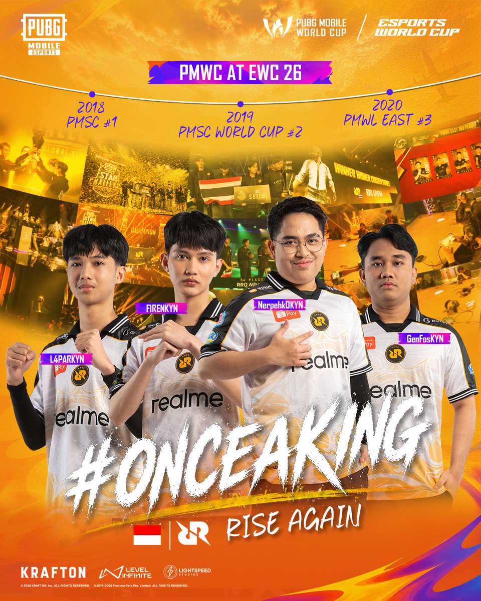 EsportsPUBGM's tweet photo. The road back to glory begins now. 👑
Team RRQ • Team Vitality
Their legacy was built before. Now, they return to write the next chapter at PMWC at EWC 26. 🔥
🎮 Download and Play now: https://t.co/ysOOLzAbTK
#PUBGMOBILE #PUBGMESPORTS #PMWC #PMWC2026 #EWC #OnceAKing https://t.co/ERAet0ACgL