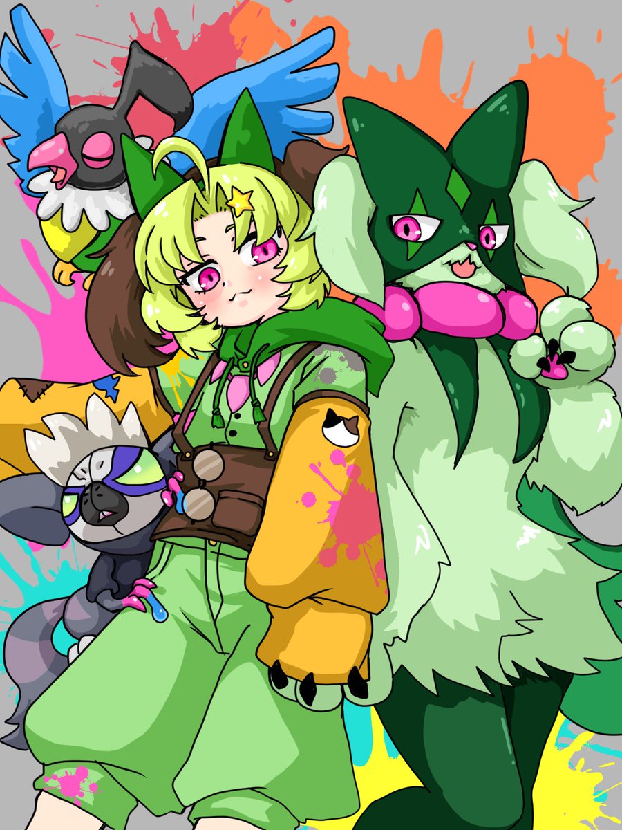 nekokyokuane's tweet photo. フォロワーさん＆フォロワーさんイメージポケモン(ワシの独断と偏見)を描く
第二弾はネギちゃんです

ネギちゃんといえばマスカーニャ！あとはカラフルでアーティストチックなポケモンが似合うと思ったんですこんな感じになりやした！

描かせてくれてありがとね！ https://t.co/7eeONkoDfM