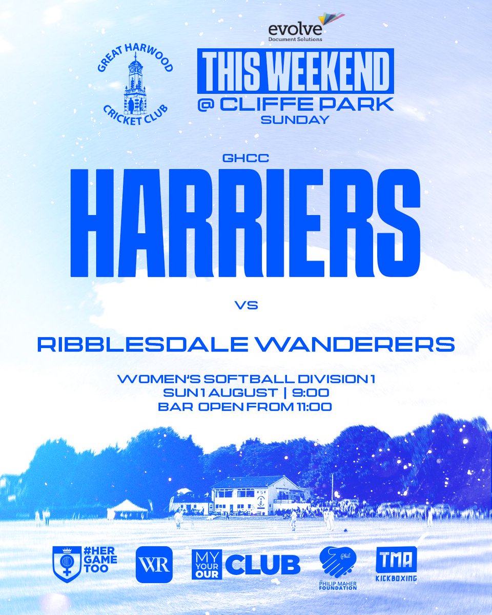 greatharwoodcc's tweet photo. This Weekend at @EvolveDocS Cliffe Park

Saturday 
12:00 - Harriers at Littleborough 
12:30 - 3B vs Rochdale
12:30 - 3A at Greenmount

Sunday
9:00 - Harriers vs Ribb Wanderers
12:30 - 2nd vs Walsden
12:30 - 1st at Nelson https://t.co/ChY88QUPzj