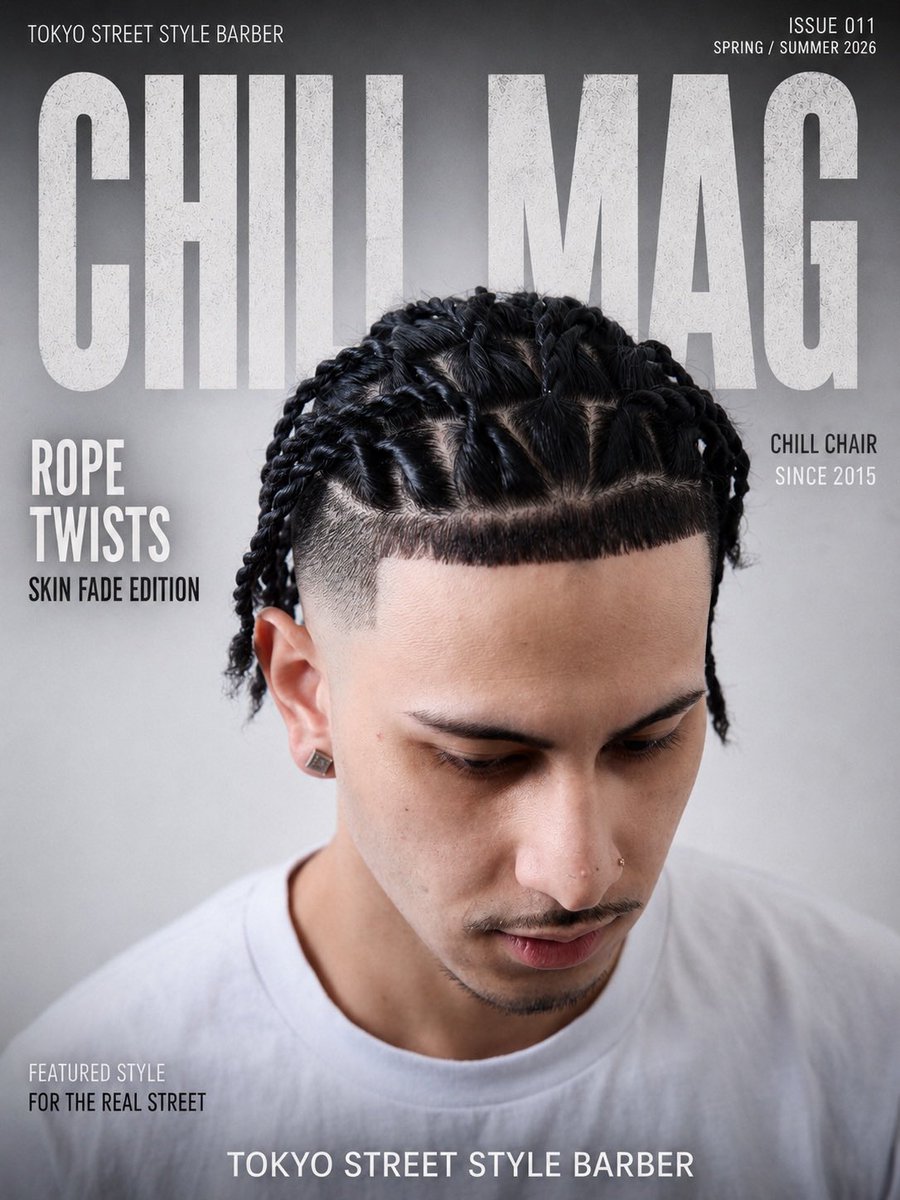 chill_barber's tweet photo. CHILL MAG
ISSUE 011

ROPE TWISTS × SKIN FADE

Style is culture.
Tokyo Street Style Barber.

CUT BY YAMA @sn99ym (Shibuya, Tokyo)

#chillchair #chillmag #tokyostreetstylebarber #ropetwists #skinfade https://t.co/HoJyxM7OBw