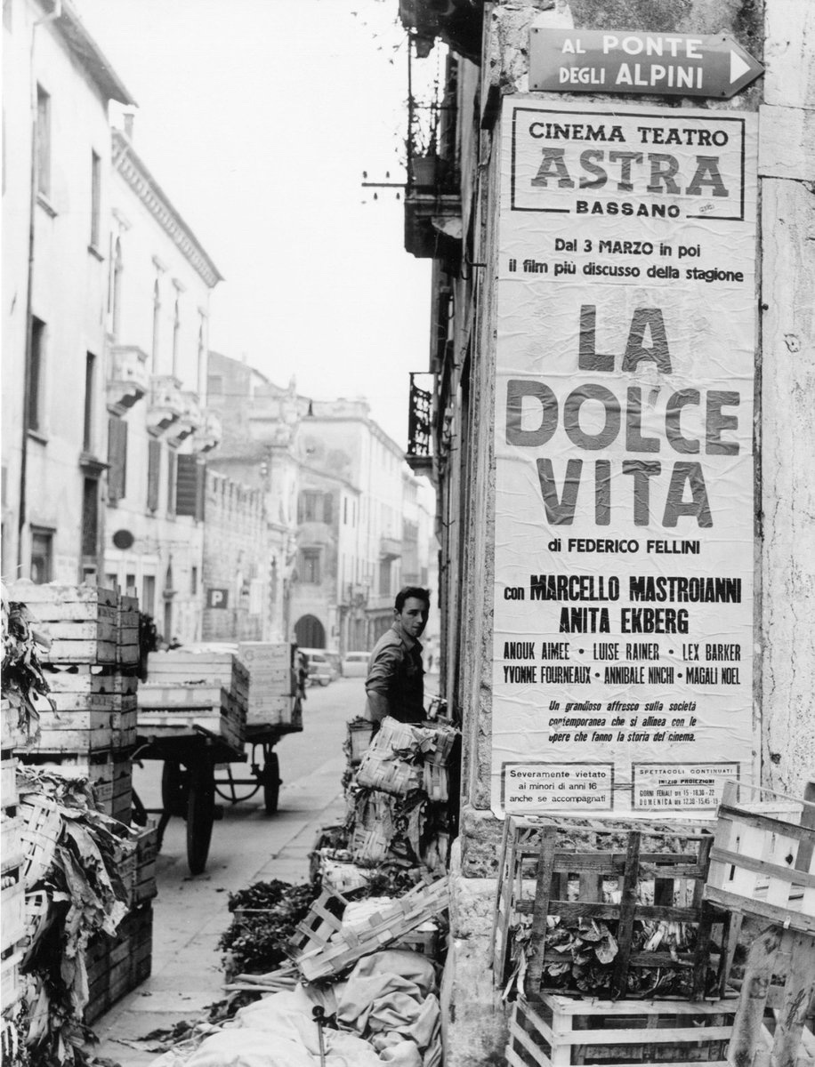 eyeonaxis's tweet photo. A poster of La Dolce Vita somewhere in Italy, 1960s https://t.co/XEYgaizAMa