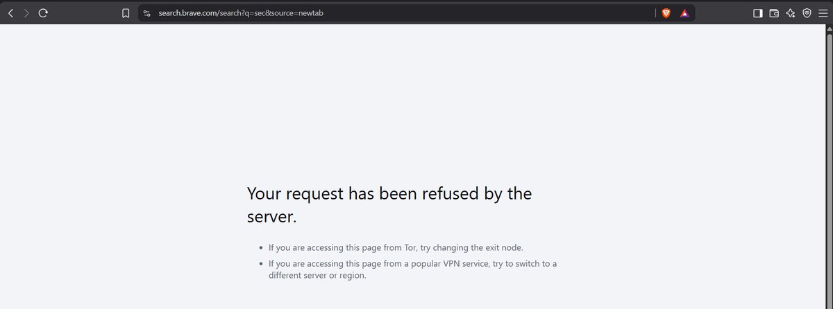 mjanelu_0's tweet photo. Uninstall @brave  cause wtf? I'm not even using VPN but my IP is being blocked. This is just from your regular browser. https://t.co/B41cSjl7Me