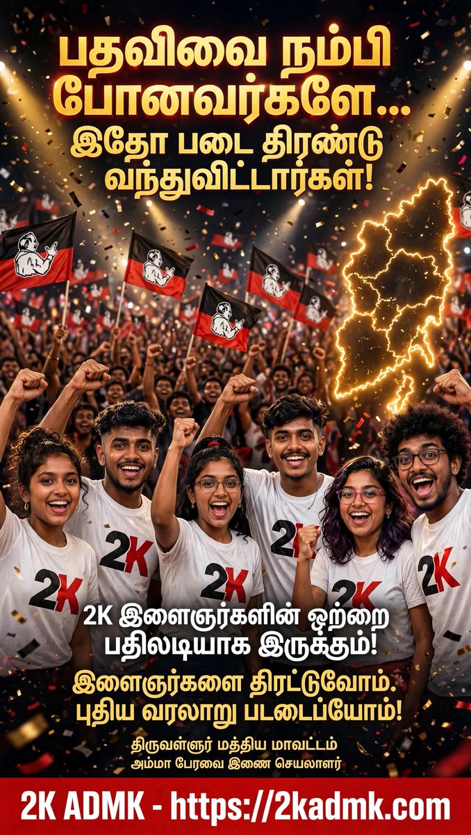 SOUNDAR44626253's tweet photo. புரட்சித்தலைவர் MGR அவர்களின் வழியில், அம்மாவின் கொள்கையை காக்க இன்றைய 2K தலைமுறை தயாராகிவிட்டது. 
இளைஞர்களை திரட்டுவோம்! புதிய வரலாறு படைப்போம்!
- https://t.co/MS80x5vZyE
#2KADMK #ADMK #MGR #Amma #Thiruvallur #ADMKYouth #2KBoys #PuratchiThalaivar #ADMK2K #TamilNadu https://t.co/eEWQgTzBDV