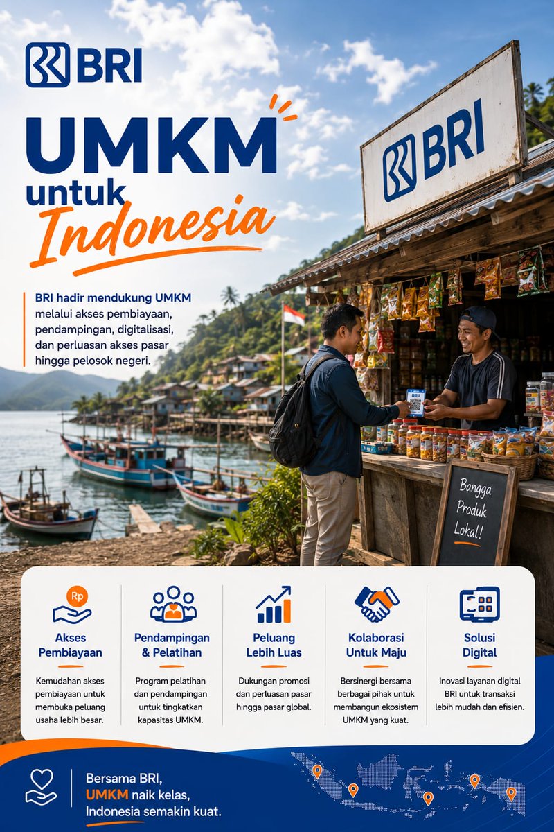 mr_fauzai7's tweet photo. Ketika usaha kecil di berbagai pelosok  mendapatkan akses finansial dan edukasi digital, peluang usaha yg lebih besar akan terbuka . Pertumbuhan pesat Produk Lokal Indonesia adalah fondasi utama buat perekonomian bangsa makin tangguh. Bersama BRI, mari #DukungUMKM agar naik kelas https://t.co/9gskkGs4n5