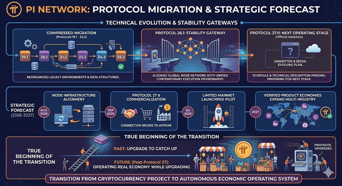 maxwell_alosa's tweet photo. Protocol 27 isn't the finish line; it changes the entire game. 

Up until now, Pi upgraded just to catch up with the protocol. 

Post-Protocol 27, Pi will achieve something far greater: 

"upgrading its core software while simultaneously running a live, real-world economy." 

#PiNetwork #Tech #Innovation