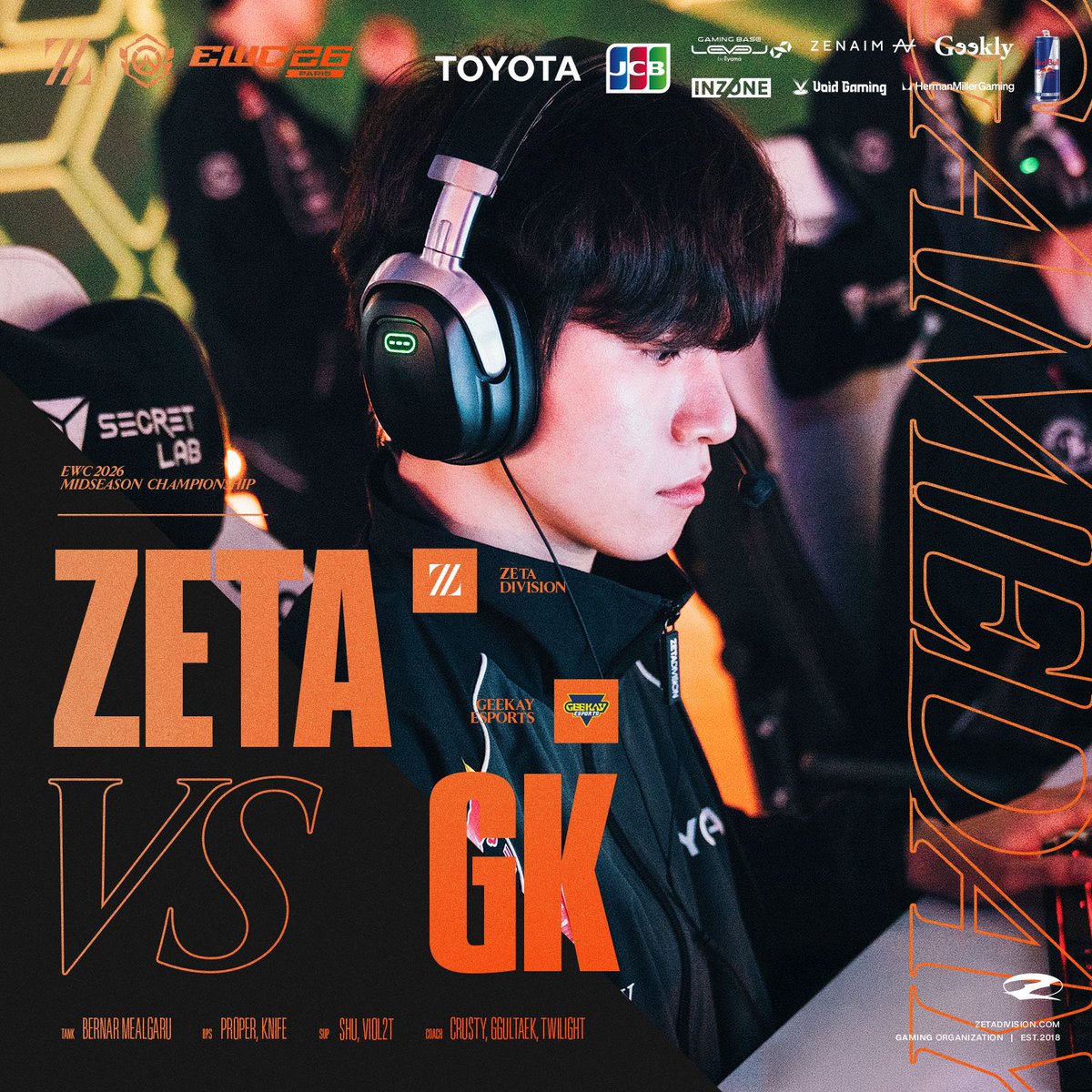 AIMWITHPRIDE's tweet photo. ⚡️Overwatch Champions Series 2026 Midseason Championship

Group Stage // BO3
🇯🇵7/31(Fri) 20:00~
vs Geekay Esports

Now We Stand Opposed🌍
並び立った仲間は今日の強敵へ⚔️

📺 https://t.co/fVXsuUiphg

#ZETAWIN #OWCSMSC #EWC26 https://t.co/1yZrbr2QWo