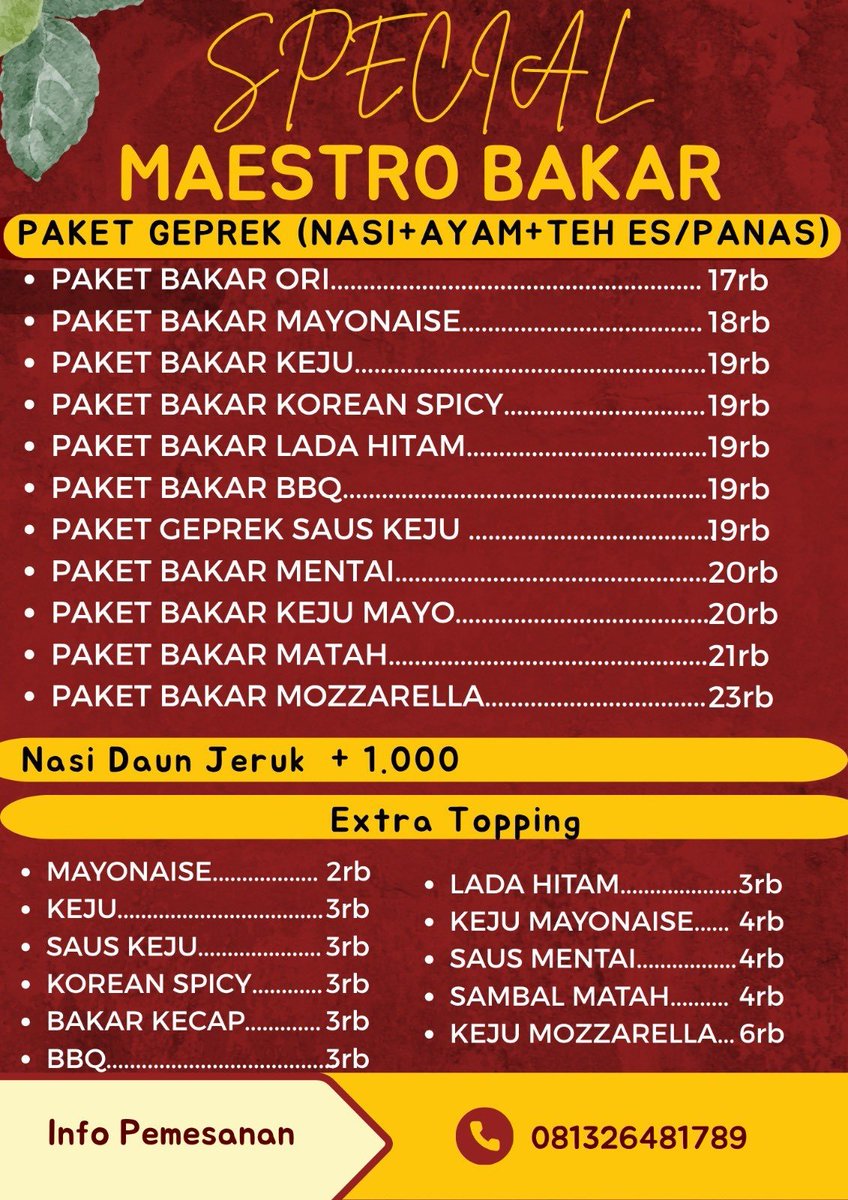 undipmfs3's tweet photo. 🔥 GIVEAWAY 3 Paket Geprek Bakar Ori (1/Pemenang)

Syarat: Repost, Like, Comment

📢 Diumumkan 1 Agustus 2026 Jam 22.00 WIB (admin reply di komentar)
@MaestroChicken https://t.co/SQPSdspeSm