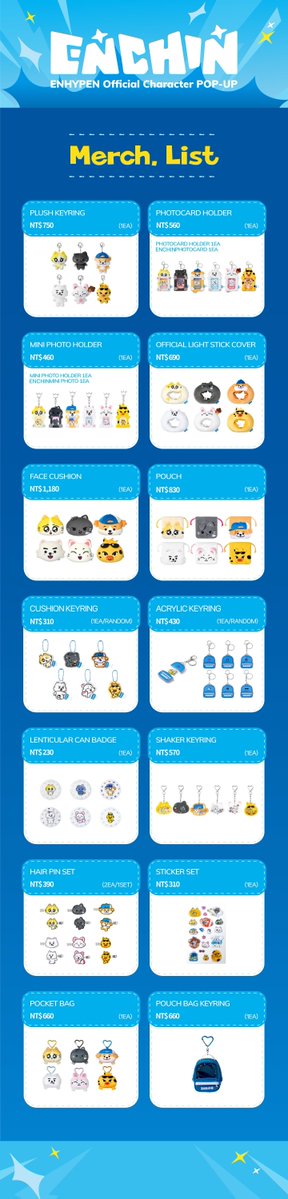 Makestarcorp's tweet photo. ENHYPEN Official Character <ENCHIN> POP-UP IN TAIPEI 
MERCH. LIST｜TAIPEI EXCLUSIVE｜ON-SITE EVENT

📅2026.08.07 (금) ~ 2026.08.31 (월)
⏰일~목요일 11:00~21:30 ｜금~토요일 11:00~22:00 (UTC+8)
📍3F, No. 12, Songgao Rd, Xicun Village, Xinyi District, Taipei City, Taiwan
🔗사전 예약 링크 : https://t.co/a1CvAnpWWN

ENHYPEN Official Character <ENCHIN> POP-UP IN TAIPEI 
商品列表｜台北限定商品｜活動指南

📅2026.08.07 (五) ~ 2026.08.31 (一)
⏰週日~週四 11:00~21:30 ｜週五~週六 11:00~22:00 (UTC+8)
📍新光三越台北信義新天地 A8 , 3樓
🔗事前預約連結 : https://t.co/a1CvAnpWWN

#ENHYPEN #엔하이픈 #ENCHIN #엔친