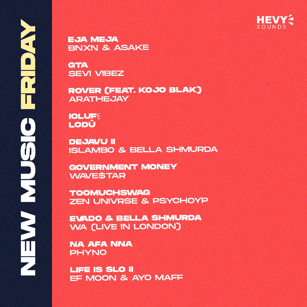 Hevysounds_'s tweet photo. The wait is over. 
This week’s hottest drops are officially out. 

Which track deserves the top spot? Let us know below! 👇

#NewMusicFriday #Afrobeats #NowPlaying #FreshDrops #HevySounds https://t.co/hhP3APhTlR
