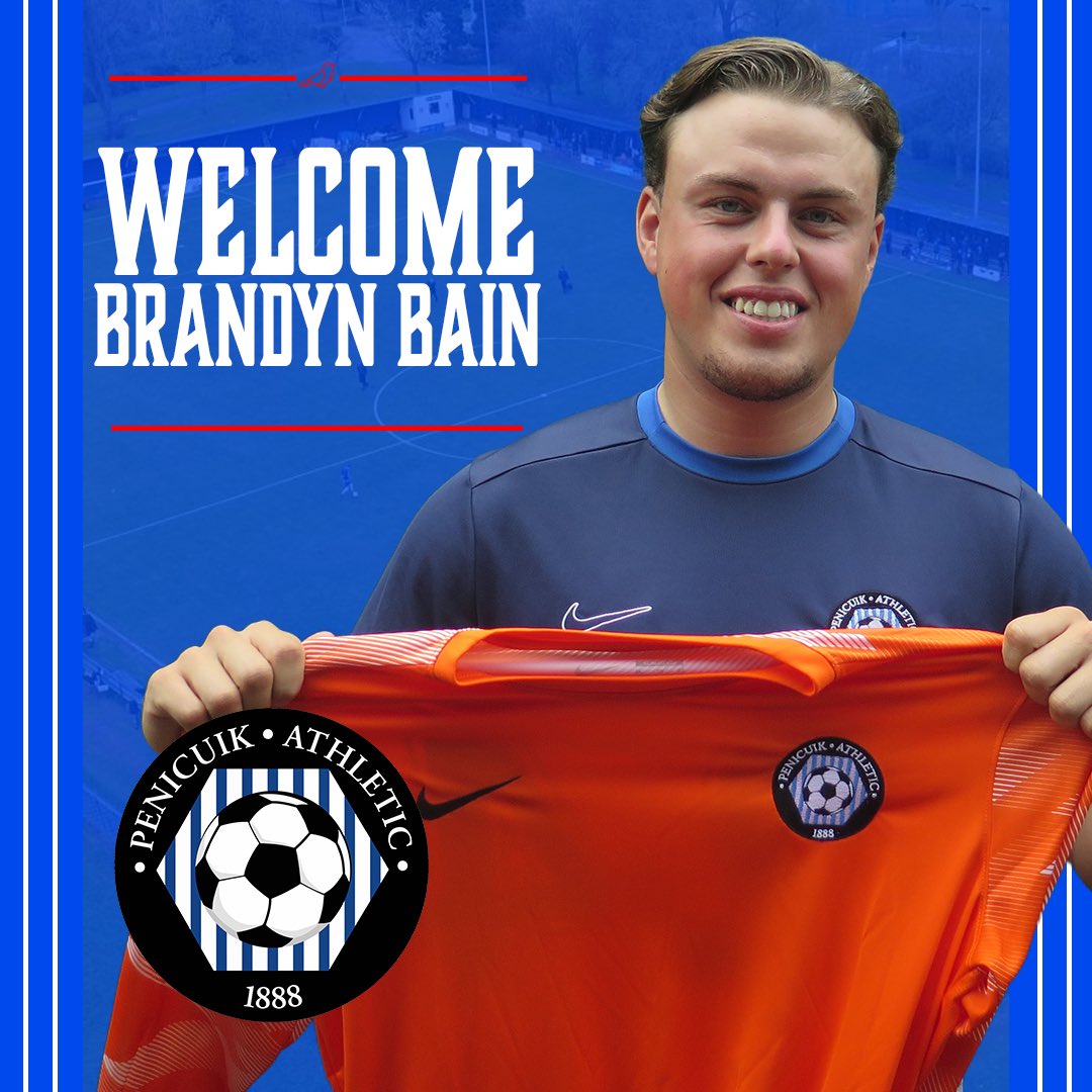 PenicuikAth's tweet photo. ✍️ Brandyn Bain joins the Cuikie

We are delighted to confirm that goalkeeper Brandyn Bain has joined Penicuik Athletic for the new season.

We look forward to seeing Brandyn between the sticks, and wish him all the best during his time at Montgomery Park!

🔗 https://t.co/7dxx390DE0
