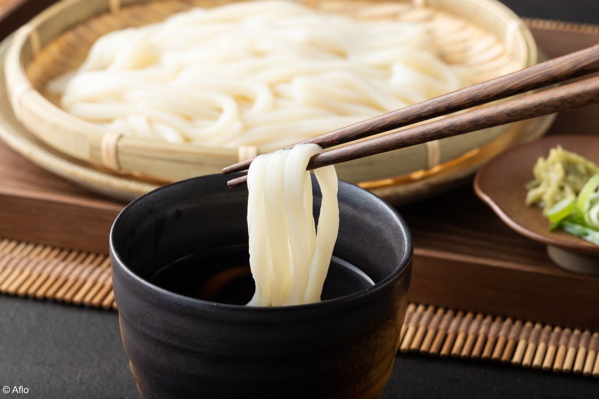 AmbJaponFR's tweet photo. Les « zaru udon » sont la version froide des udon ! 🍜

Des nouilles épaisses, rincées à l’eau glacée, souvent servies sur un plateau en bambou et trempées dans du bouillon « mentsuyu »

 Et pour vous, plutôt udon chauds ou froids ? ♨️❄️ https://t.co/Eq4IAkySZO