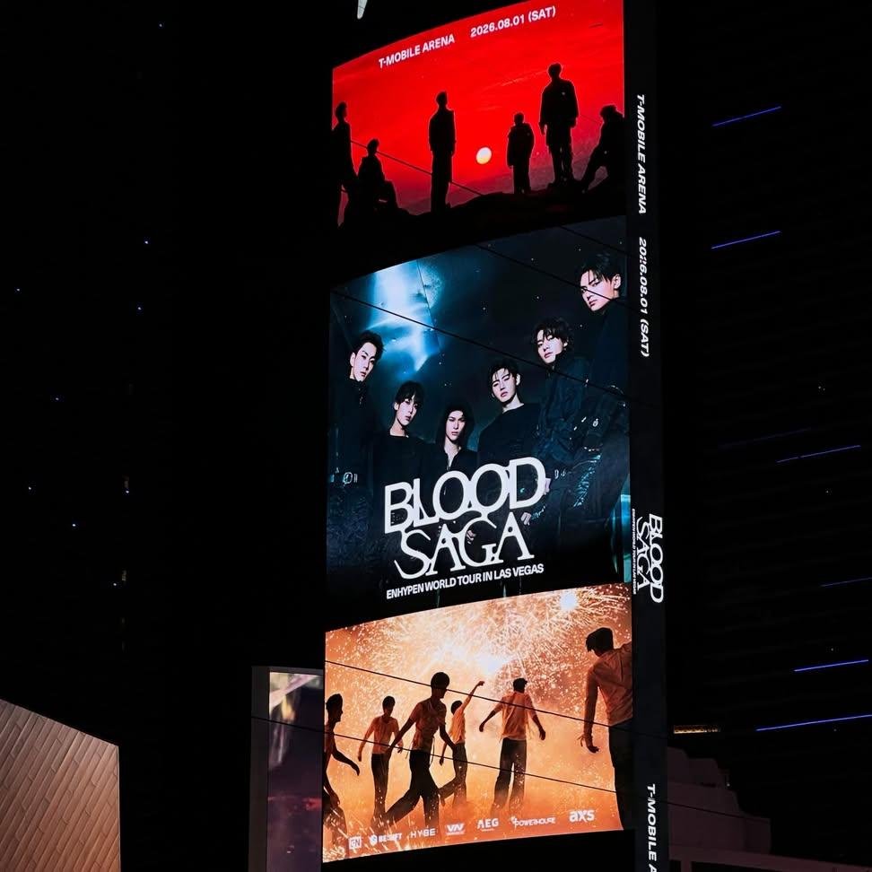 about__enhypen's tweet photo. ENHYPEN Billboard in Las Vegas ahead of the group's final concert in the United States 🇺🇸 https://t.co/pWJ1vTQB2H