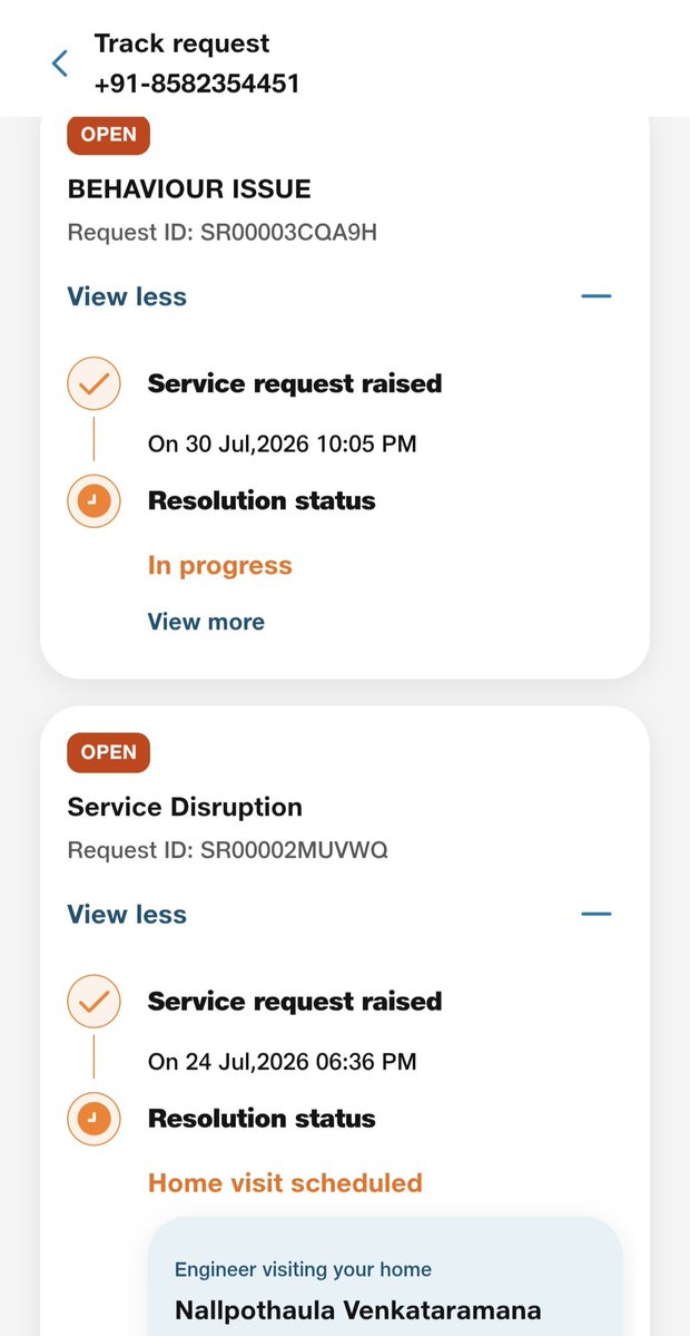 khanosa20836481's tweet photo. @JioCare @jagograhakjago @reliancejio @TRAI @DoT_India @JioCare Is this what I paid for? 15+ days later, all I get is "In Progress" and "Home Visit Scheduled." No response,no action,no resolution. My service is still down, and my paid validity is being wasted. This is unacceptable. Resolve my issue instead of just updating the status https://t.co/6WzwN2N0iO