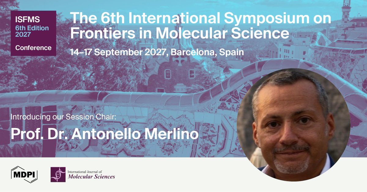 IJMS_MDPI's tweet photo. 🧬Proudly announcing Prof. Dr. Antonello Merlino (University of Naples Federico II) as Session Chair for the #ISFMS2027!
🔗Find Out More About ISFMS 2027 Here: https://t.co/LhucETgaWV
#StructuralBiology #DrugDiscovery #MedicinalChemistry #Biochemistry #ProteinScience https://t.co/X5upKL0kJA