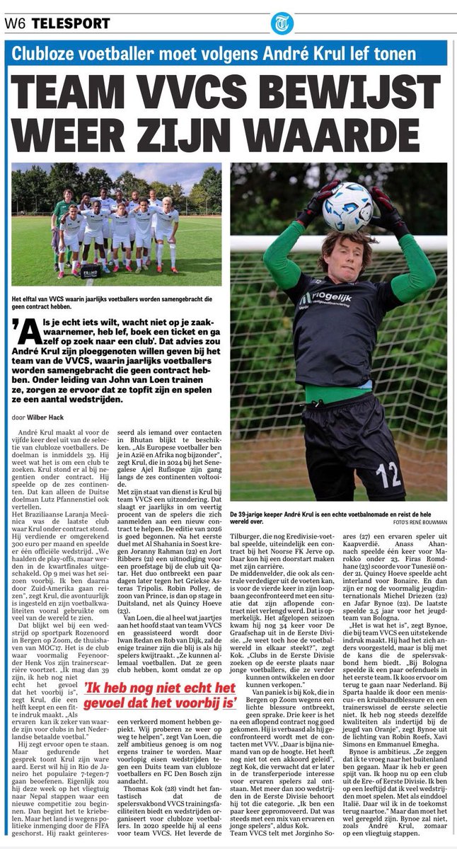 spelersvakbond's tweet photo. Mooi stuk in de Telegraaf over #TeamVVCS ⚽️💫 https://t.co/rFM61hyYHi
