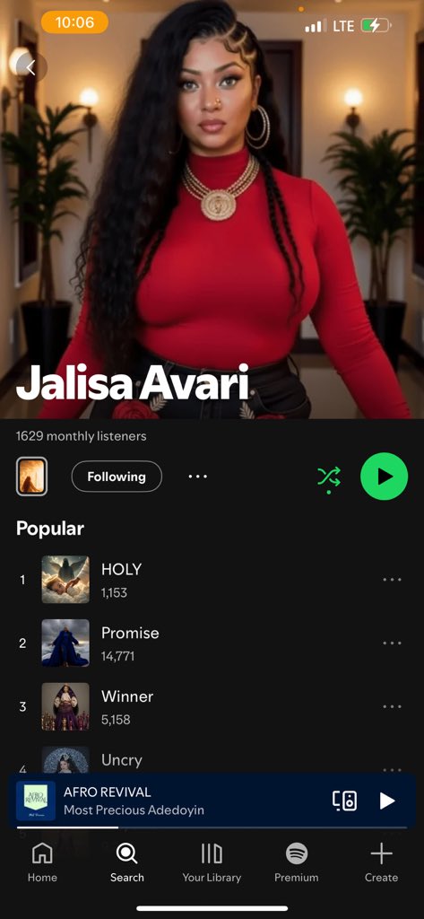 kingjohnola1's tweet photo. 1629 monthly listeners wow, what’s your favorite Jalisa Avari music? Tell me in the comment section https://t.co/oo8xhWa12j