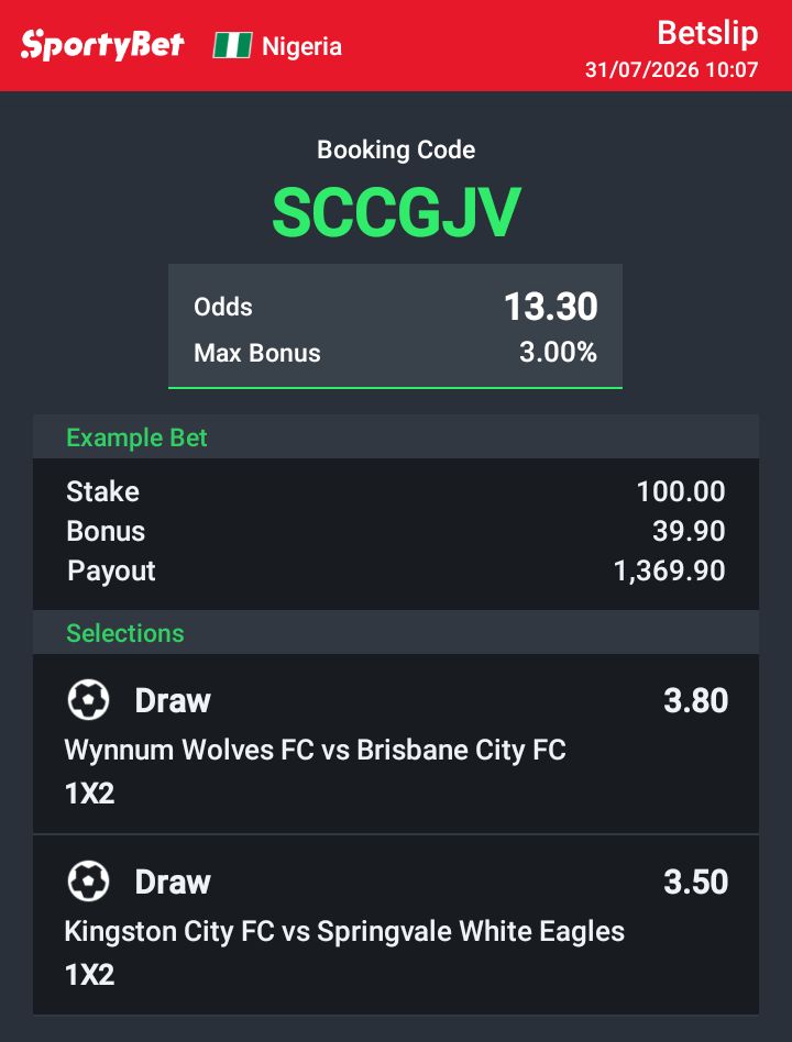 Patrynch's tweet photo. Hey check out the bet I just placed on Sportybet! https://t.co/Oh5RHJEa5B https://t.co/QQ9DzKUc3m