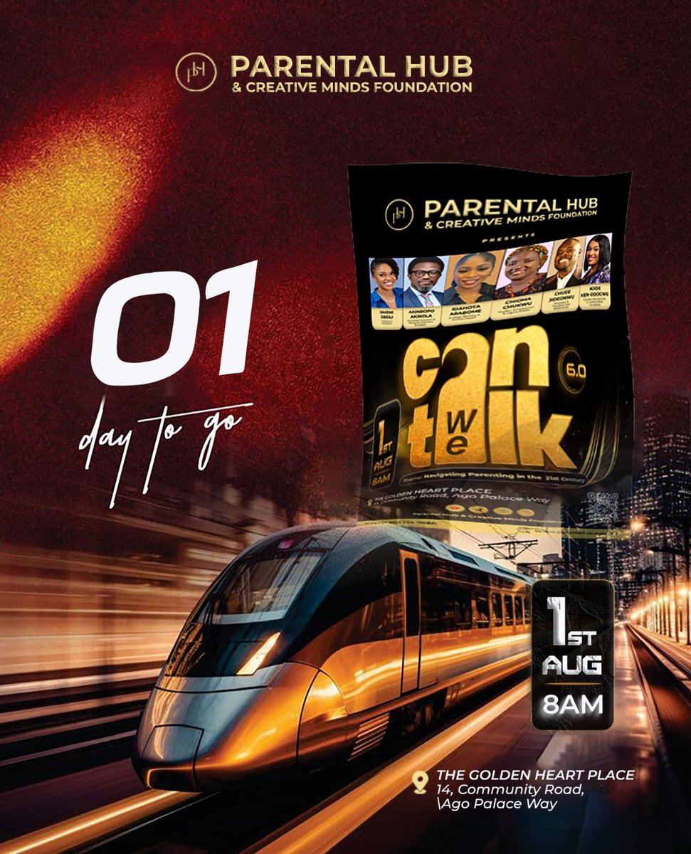 Parentalhcmf's tweet photo. Tomorrow, there's only one place you should be:

📍 The Golden Heart Place, 14 Community Road, Ago Palace Way 🕗 8:00 AM

Here's why you should come early:

The first 100 attendees will receive a special gift.  Invite 5 parents or more and stand a chance to win even bigger rewards.

Don't just come alone, bring someone whose family will benefit from this conversation.

See you at #CanWeTalk6!