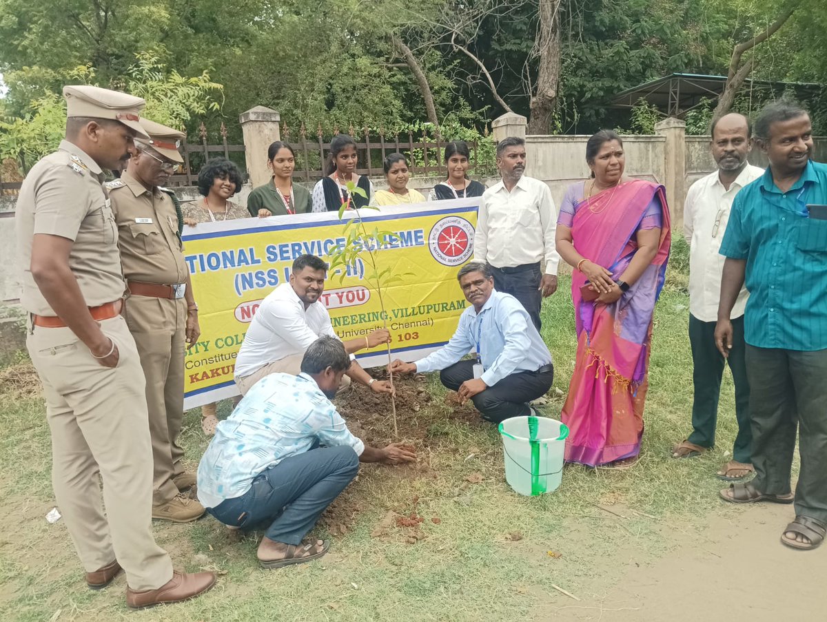 UCEV4's tweet photo. Tree Plantation organized by NSS unit sponsored by Bank of Baroda Villupuram@UCEV-20-07-2026,. Dr.R.Senthil,Dean,Mr Periyasamy,IFoS,CCF,Villupuram Circle,Mr Aruljothi,Forest Ranger,Villupuram,Mr.Raj Amruth BOB Mngr,Dr.E.Kavitha,HoD/IT,Dr.P.Prakash, AP/Mech&amp;EO officer were present https://t.co/8hnOMQH2ex