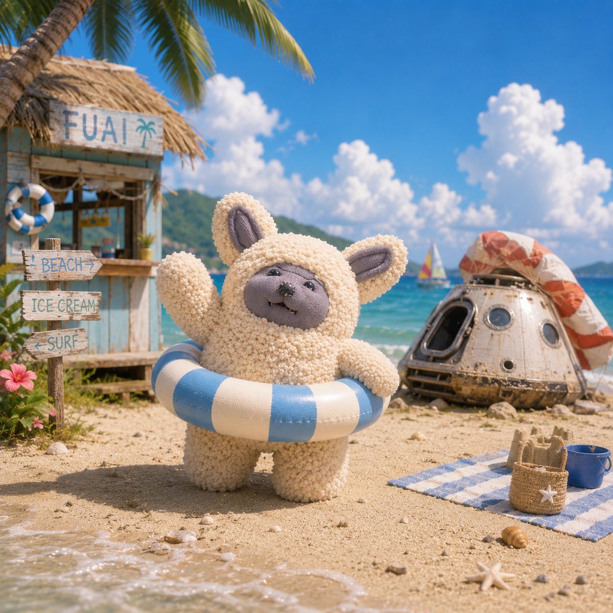 fuai_jp's tweet photo. 地球に到着したら、まずしようと思ってたんだ！
海水浴 https://t.co/FUWfKnbTvx