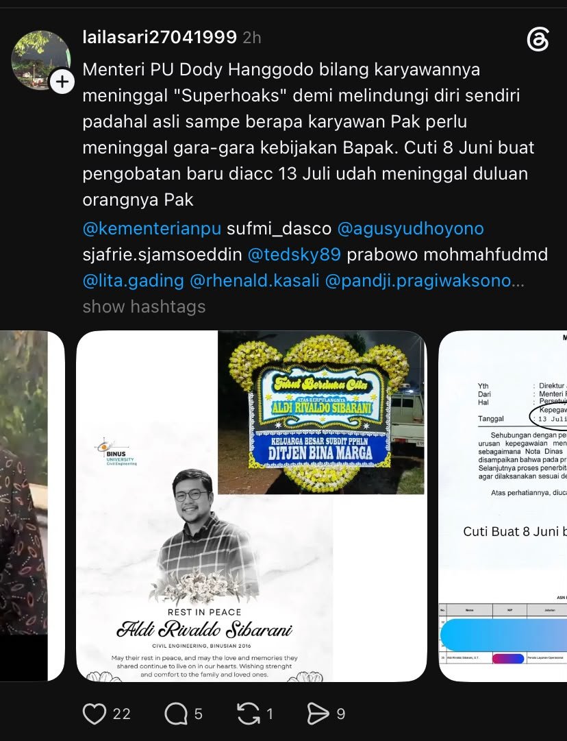 P3gEl's tweet photo. Menteri PU bantah idu pegawai wafat imbas cuti tak disetujui hoakh.

Warga thread langsung SS history 🙄 https://t.co/DIjye4oeld