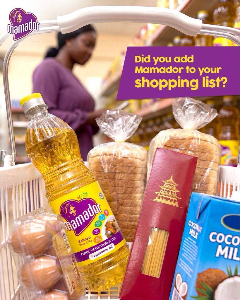 MamadorNg's tweet photo. Think your shopping list is ready? Not without Mamador. Don't wait until you run out of your favorite oil and spread to realize your pantry is empty. 

Drop a 🛒 in the comments if Mamador is already locked into your weekend list! 

#GoodOilGoodFood #MamadorSpreadforBread https://t.co/f7jwL45gwb